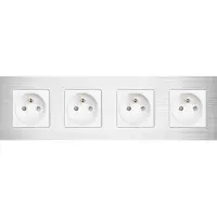 Perfect Switches WANDCONTACTDOOS | FR | ALUMINIUM | ZILVER | VIERVOUDIG