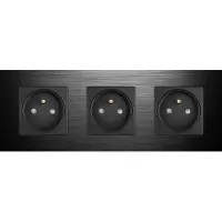 Perfect Switches WANDCONTACTDOOS | FR | ALUMINIUM | ZWART | DRIEVOUDIG