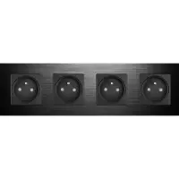 Perfect Switches WANDCONTACTDOOS | FR | ALUMINIUM | ZWART | VIERVOUDIG