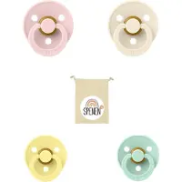 BIBS fopspeen 0-6 maand set 4 stuks Blossom,Sunshine,Ivory en Nordic Mint maat 1