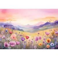 Fotobehang - Landschap - Bergen - Weide - Natuur - Vliesbehang - 208x146cm (lxb)