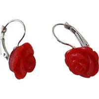 Behave - Oorbellen met Rood Roosje - Elegant en Tijdloos Design