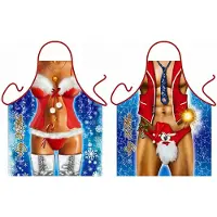 Benza Kerstman en Kerstvrouw - Grappig Leuk Schort Keukenschort voor Kerstmis
