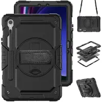 Accezz Rugged Backcover met schouderstrap voor de Samsung Galaxy Tab S10 Lite / S9 11 inch / S10 FE / S9 FE 10.9 inch - Zwart