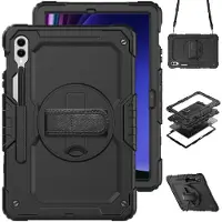 Accezz Rugged Backcover met schouderstrap voor de Samsung Galaxy Tab S10 Plus / Tab S9 FE Plus / Tab S9 Plus - Zwart