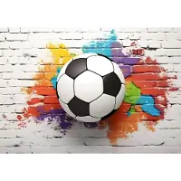 Fotobehang - Muur - Steen - Voetbal - Sport - Grafiti - 3D - Vliesbehang - 312x219cm (lxb)