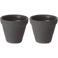 Prosperplast Plantenpot/bloempot Classic Garden - 2x - buiten/binnen - kunststof - antraciet - D30 x H31 cm - Plantenpot