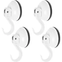 Benson 4x stuks Benson sterke zuignap badkamer/keuken ophang haken - kunststof - Draagkracht 6 KG - Handdoekhaakjes
