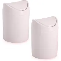 Forte Plastics Plasticforte mini prullenbakje - 2x - roze - kunststof - klepdeksel - keuken/aanrecht - 12 x 17 cm - Prullenbakken