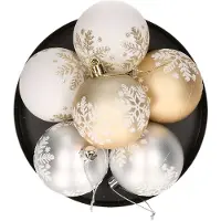 Gerimport Kerstballen gedecoreerd - 18x st - 6 cm - kunststof - goud/wit/zilver - Kerstbal