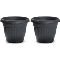 Prosperplast Plantenpot/bloempot Roma Garden - 2x - buiten/binnen - kunststof - antraciet - D45 x H45 cm - Plantenpotten