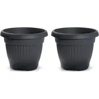 Prosperplast Plantenpot/bloempot Roma Garden - 2x - buiten/binnen - kunststof - antraciet - D25 x H25 cm - Plantenpotten
