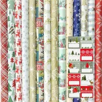 Benza Präsenta cadeaupapier - Kerstpapier inpakpapier voor Kerst - 200 x 70 cm - 7 rollen Inclucief 20 naamlabels