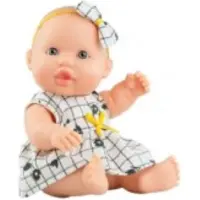 Paola Reina - Puppegie 21 cm - meisje jurkje ruit
