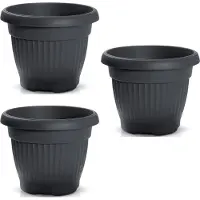 Prosperplast Plantenpot/bloempot Roma Garden - 3x - buiten/binnen - kunststof - antraciet - D25 x H25 cm