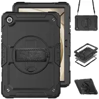 Accezz Rugged Backcover met schouderstrap voor de Samsung Galaxy Tab A9 Plus - Zwart