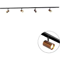 QAZQA Smart 1-fase railsysteem incl. 4 Wifi GU10 donkerbrons - Jeana
