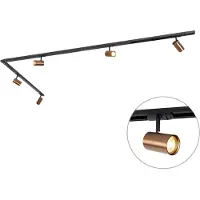 QAZQA Moderne 1-fase railsysteem incl. 5 Wifi GU10 donkerbrons - Jeana