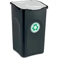 Stefanplast Vuilnisbak 50L - Deksel - 56x37x39cm - Zwart Wit