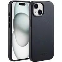 Accezz MagSafe Leather Backcover voor de Apple iPhone 15 - Onyx Black