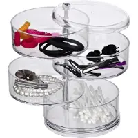 Wenko Badkameropberger Tower - Cosmetica Organizer - Met 4 Vakken - Transparant - 11,6x17,6x11,6cm