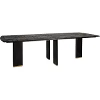 Ptmd Liber Black Mango Wood Dining Table 240cm Gold Leg (Zwart, 240x100x77cm)