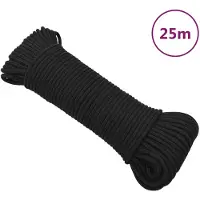 vidaXL Boottouw 3 mm 25 m polypropeen zwart