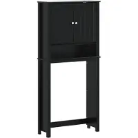 vidaXL Wasmachinekast BERG 76x27x164,5 cm massief hout zwart