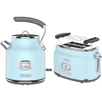 WESTINGHOUSE Retro 2-delige Set – Waterkoker 1,7L + Broodrooster 2 Sneden – Blauw