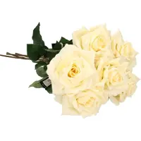 Emerald Kunstbloem roos Marleen - 5x - creme - 63 cm - decoratie bloemen