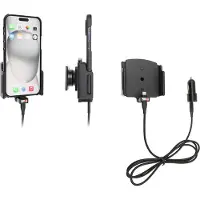 Brodit houder geschikt voor Apple iPhone 15 Plus / 15 Pro MAX , Actieve verstelbare houder met 12V USB SIG-Plug 70-83mm