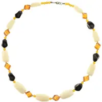 Behave - Ketting met bruine en crème kralen - Mode sieraad
