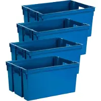 Eda Opbergbox/opbergkrat 50 L - 8x - blauw - kunststof - 56 x 41 x 29 - stapelbaar/nestbaar