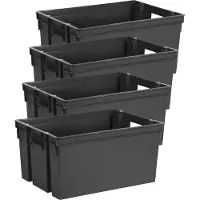 Eda Opbergbox/Opbergkrat 50 L - 8x - zwart - kunststof - 56 x 41 x 29 - stapelbaar/nestbaar
