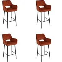 Bronx71 Velvet barkruk Mika koper 78 cm - Barkrukken set van 4 - barstoel
