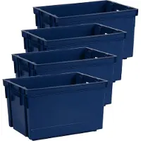 Eda Opbergbox/opbergkrat 20 L - 12x - blauw - kunststof - 39 x 29 x 23 - stapelbaar/nestbaar
