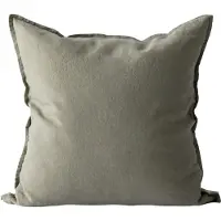 Tell Me More Washed linen kussenhoes 50 x 50 cm. Olijf