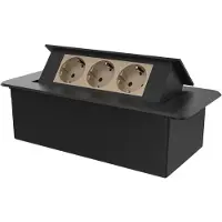 Perfect Switches POP-UP STEKKERDOOS | ZILVER | PUSH | INBOUW | 3 WANDCONTACTDOZEN- GOUD