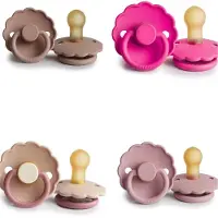 Frigg Daisy Fopspeen set 4 stuks Fuchsia,Baby Pink,Blush en Bloom Peony 6-18 maand maat 2