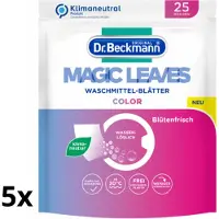 Dr. Beckmann 5x Magic Leaves Color - 5x 25 wasvellen - 125 wasbeurten - Wasmiddel bladen - Milieuvriendelijk