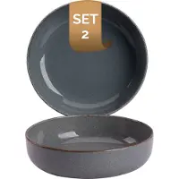Palmer - Antigo - Schaal - Kom - 2 stuks - 47 cl - ø 15 cm - Blauw/Grijs - Porselein - Bordenset