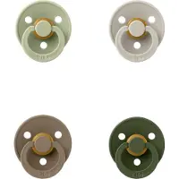 BIBS fopspeen 0-6 maand Set 4 stuks Hunter Green,Dark Oak,Sand en Sage Maat 1