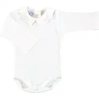 Babidu Romper 1185 wit,met kraagje, lange mouw | 9 maanden | maat 74