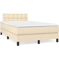 vidaXL Boxspring met matras stof crèmekleurig 120x200 cm