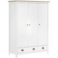vidaXL Garderobekast met 3 deuren, Hill, wit, 127x50x170 cm, grenenhout
