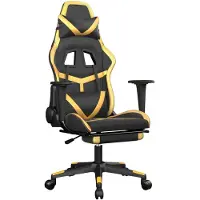 vidaXL Gaming stoel met voetsteun, zwart en goud, kunstleer