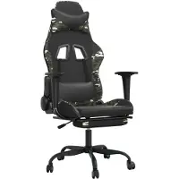 vidaXL Massage gamestoel met voetensteun kunstleer zwart & camouflage