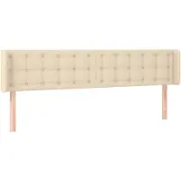 vidaXL Hoofdbord met randen 163x16x78/88 cm stof crèmekleurig
