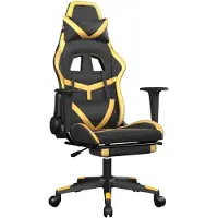 vidaXL Massage gamestoel met voetensteun kunstleer zwart & goudkleurig