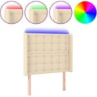 vidaXL Hoofdbord LED 83x16x118/128 cm stof crèmekleurig